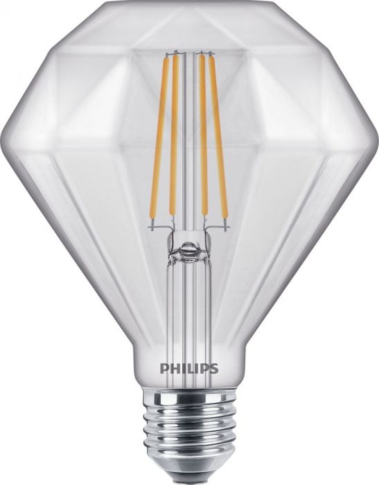 Philips Classic LEDbulb Vintage E27 Diamond 5W 827 | Extra Philips LED lyspære LEDClassic 40W Diamond E27 2700K CL D