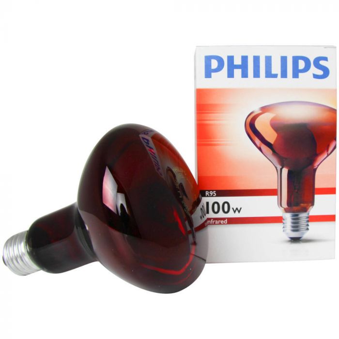 Infrarot Reflektor R95 Leuchtmittel 100W E27 230V rot Vollglas red dimmbar