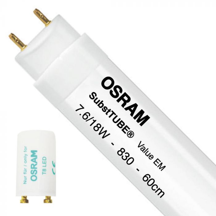 3000 Kelvin OSRAM LED Leuchtstoffr/öhre Substitube Value T8 Warmwei/ß LED-R/öhre in 60cm L/änge mit G13-Sockel Ersetzt 18 Watt 8er-Pack