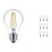 Mehrfachpackung 10x Philips Classic LEDbulb E27 A60 7W 827 Klar | Ersatz für 60W