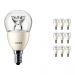 Mehrfachpackung 10x Philips LEDluster E14 P50 8W 827 Klar (MASTER) | DimTone Dimmbar - Ersatz für 60W