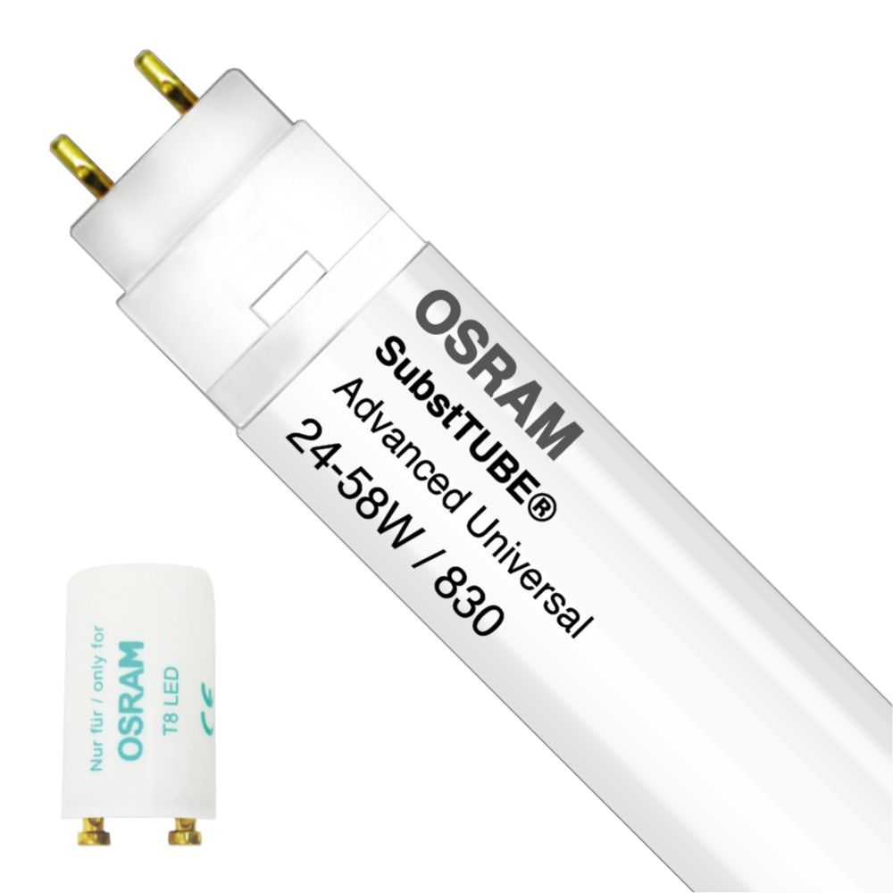 Osram SubstiTUBE Advanced UN 24W 830 150cm | Warm White - Incl. LED Starter - Replaces 58W Osram SubstiTUBE Advanced UN 24W 830 150cm | Warm White - Incl. LED Starter - Replaces 58W