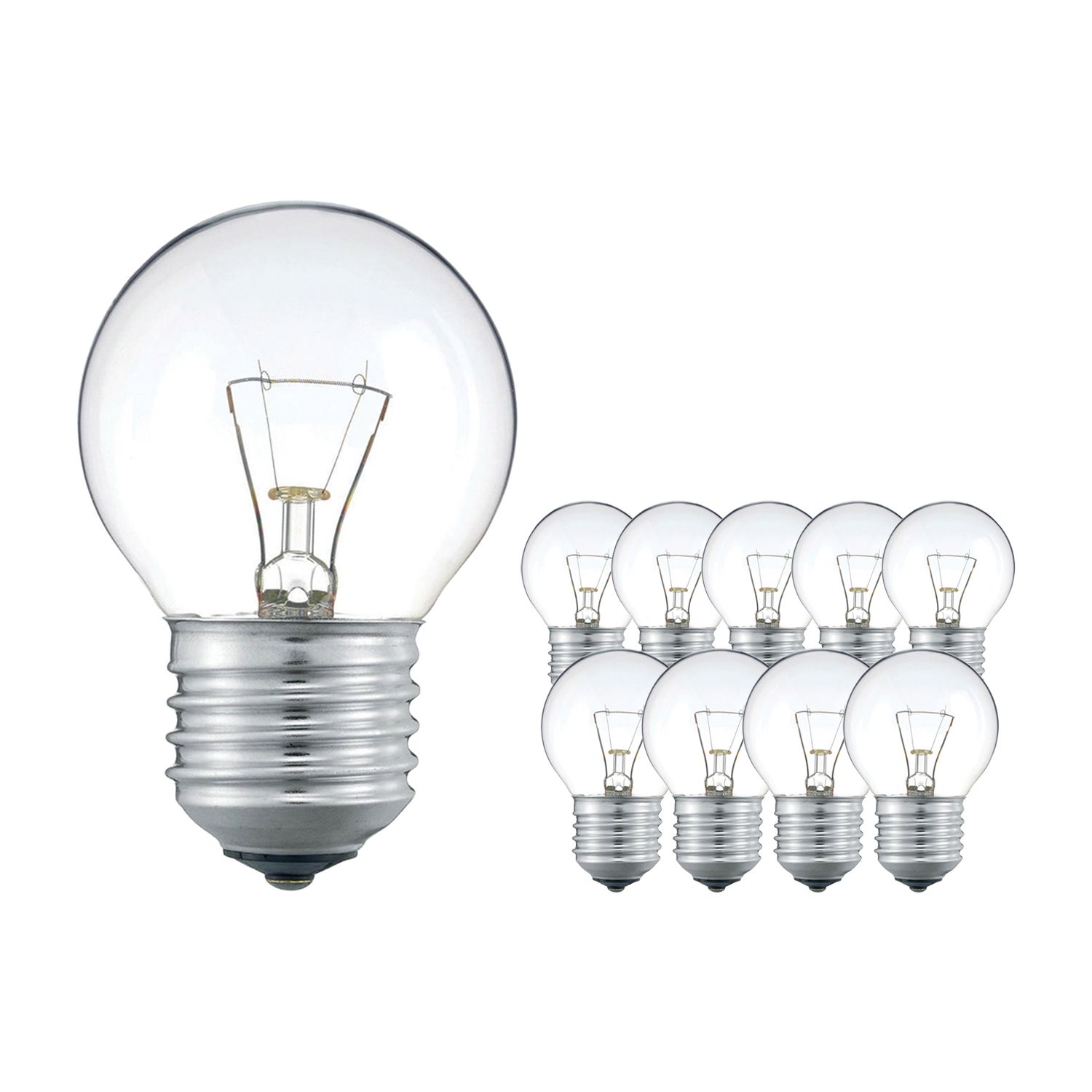 Mehrfachpackung 10x Standard Glühlampe Klar P45 E27 40W 230V Mehrfachpackung 10x Standard Glühlampe Klar P45 E27 40W 230V