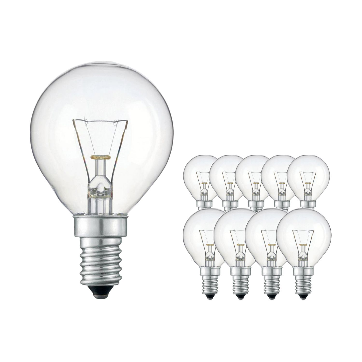 Mehrfachpackung 10x Standard Glühlampe Klar P45 E14 40W 230V Mehrfachpackung 10x Standard Glühlampe Klar P45 E14 40W 230V
