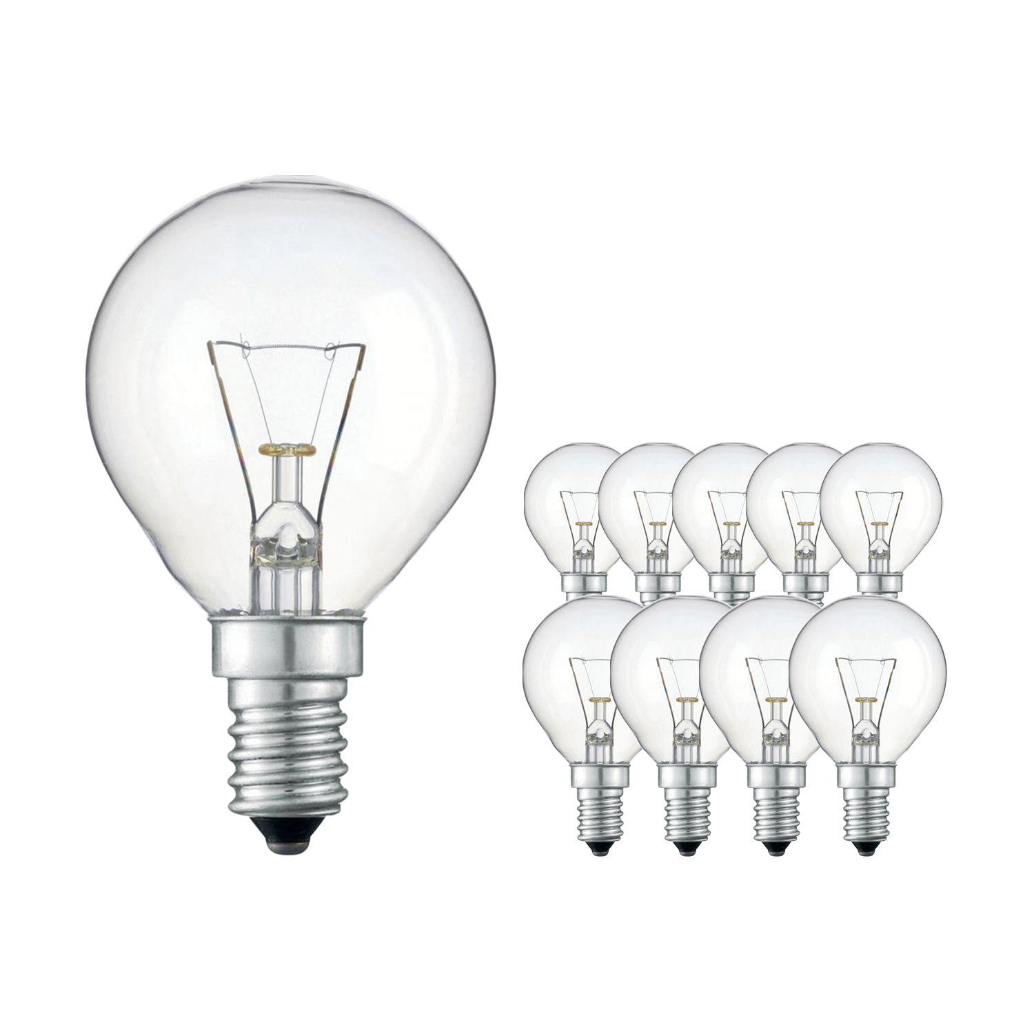 Mehrfachpackung 10x Standard Glühlampe Klar P45 E14 60W 230V Mehrfachpackung 10x Standard Glühlampe Klar P45 E14 60W 230V