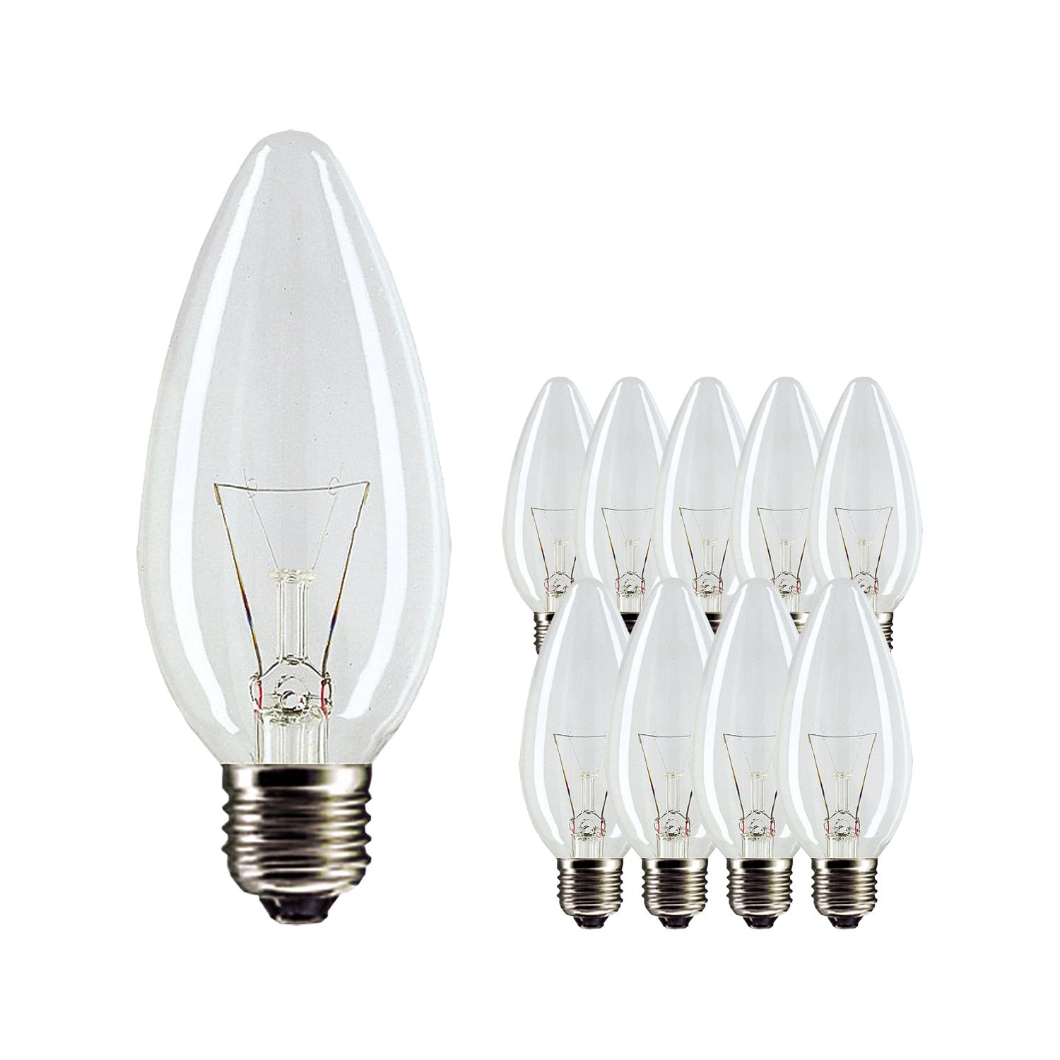 Multipack 10x Standaard Gloeilamp Kaars Helder B35 E27 25W 230V Multipack 10x Standaard Gloeilamp Kaars Helder B35 E27 25W 230V
