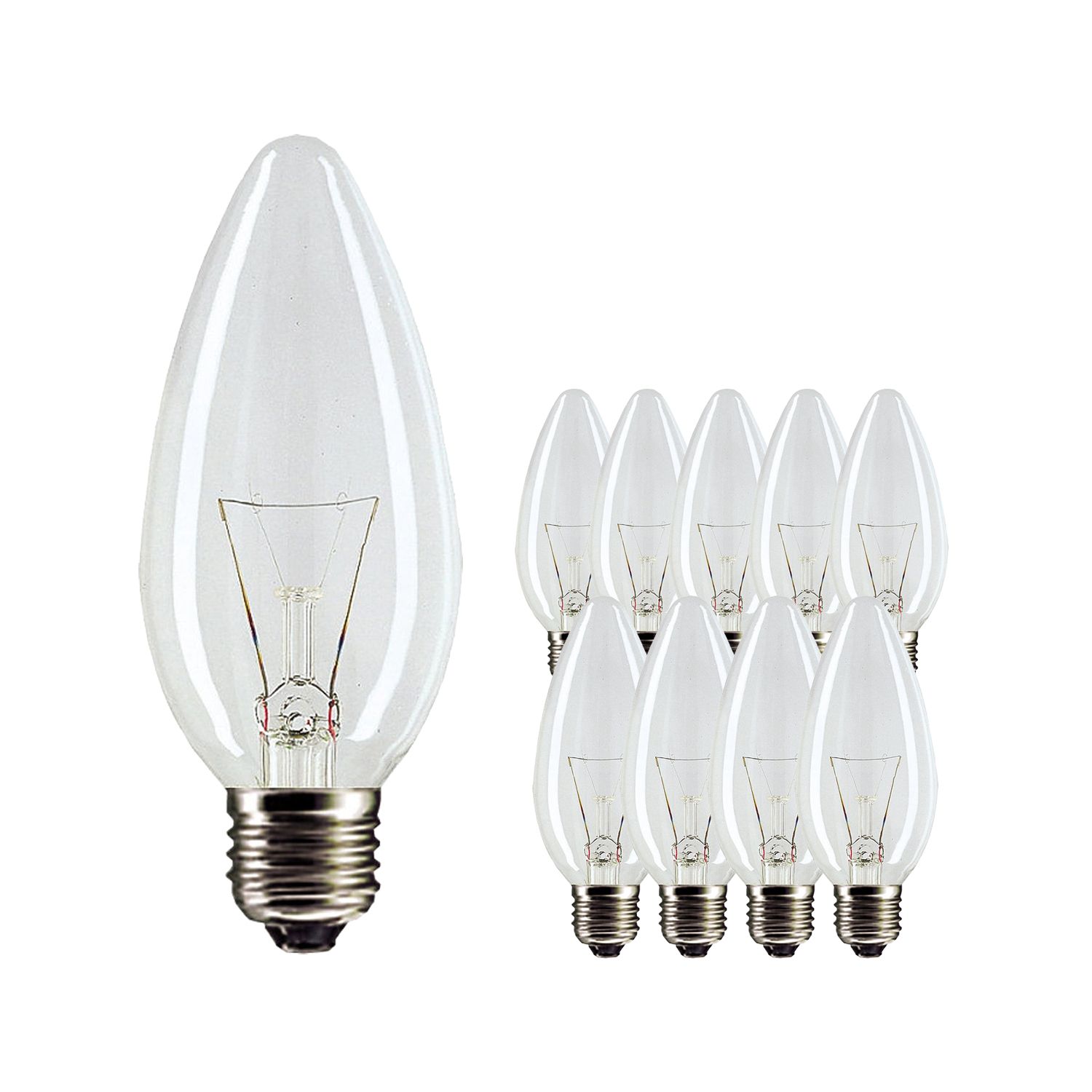 Mehrfachpackung 10x Standard Glühlampe Kerze Klar B35 E27 60W 230V Mehrfachpackung 10x Standard Glühlampe Kerze Klar B35 E27 60W 230V