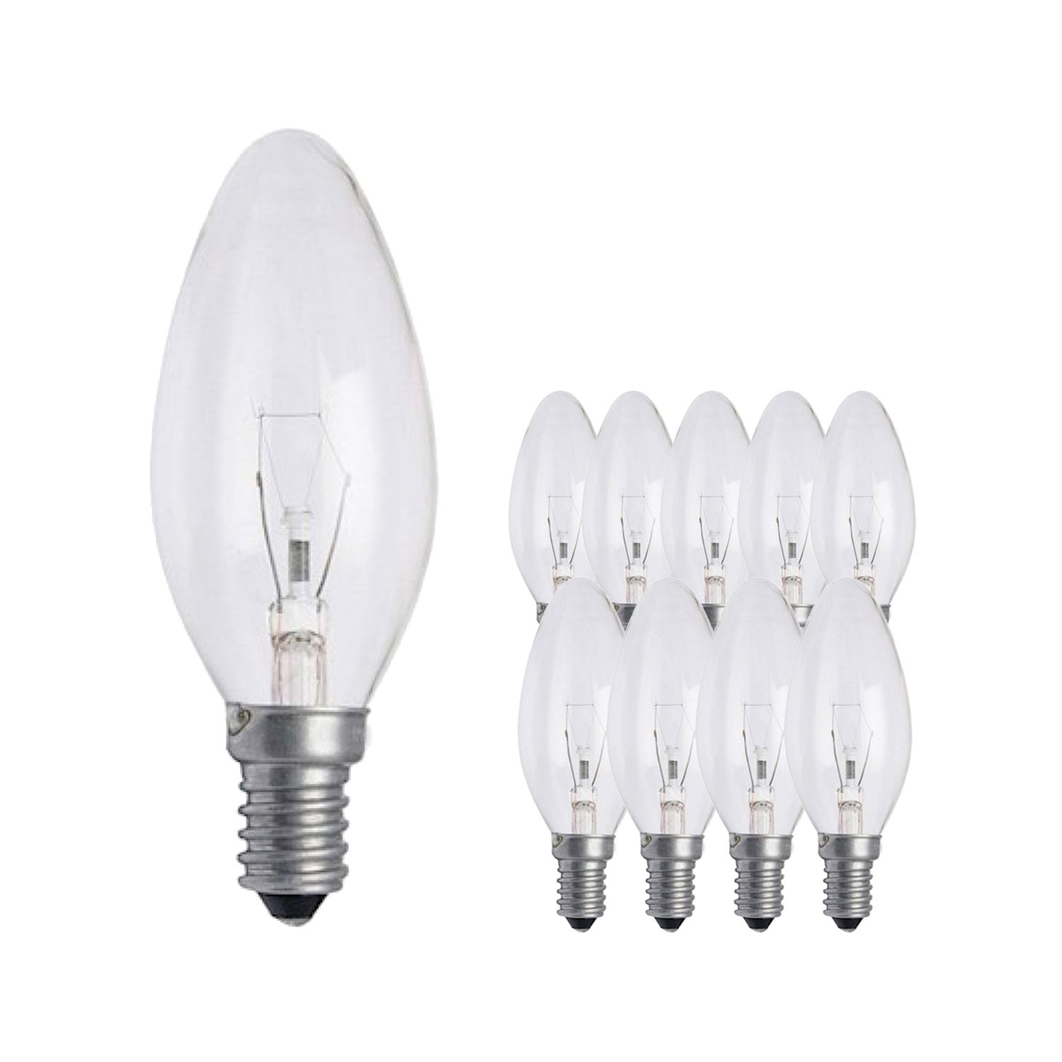 Multipack 10x Standaard Gloeilamp Kaars Helder B35 E14 40W 230V Multipack 10x Standaard Gloeilamp Kaars Helder B35 E14 40W 230V