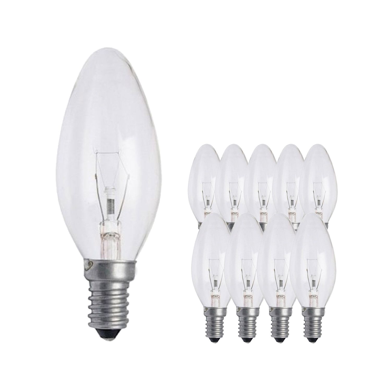 Multipack 10x Standard Glühlampe Kerze Klar B35 E14 60W 230V Multipack 10x Standard Glühlampe Kerze Klar B35 E14 60W 230V