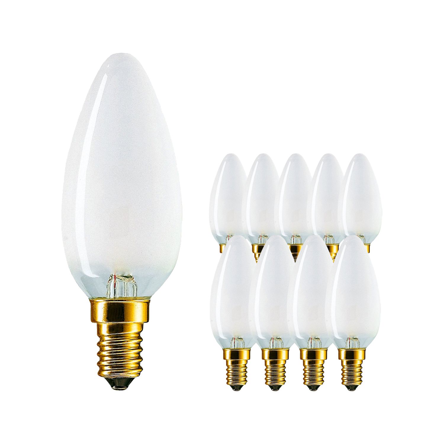 Multipack 10x Standaard Gloeilamp Kaars Mat B35 E14 40W 230V Multipack 10x Standaard Gloeilamp Kaars Mat B35 E14 40W 230V