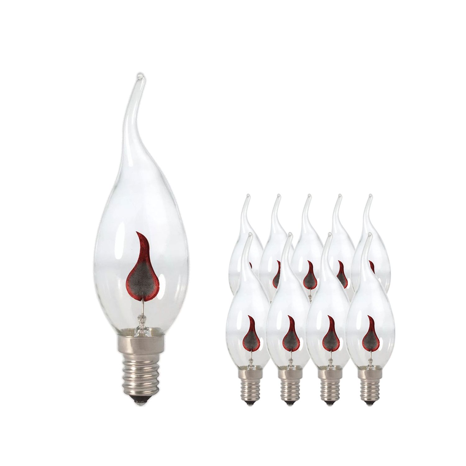 Multipack 10x Standard Incandescent Candle Bent Tip E14 3W 230V Multipack 10x Standard Incandescent Candle Bent Tip E14 3W 230V