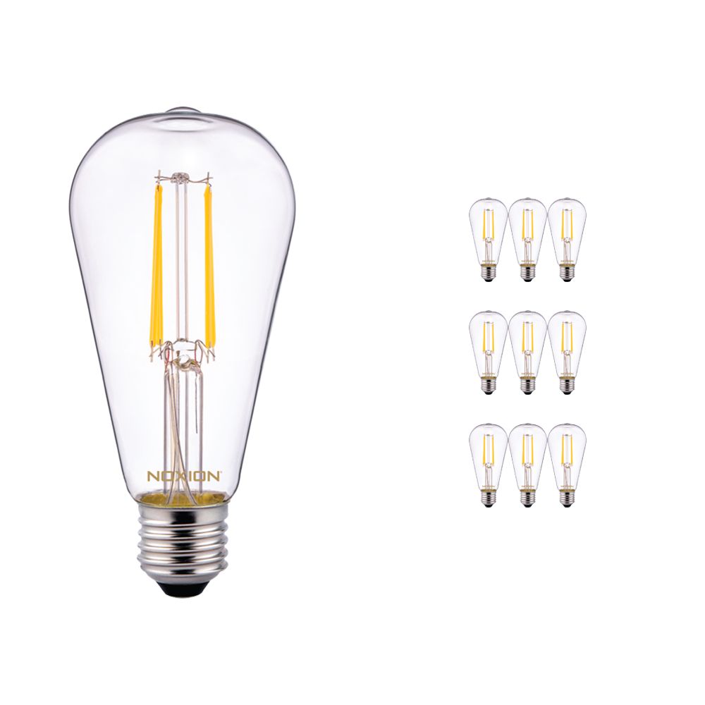 Mehrfachpackung 10x Noxion Lucent Classic LED Fadenlampe ST64 E27 6.5W 827 Klar | Extra Warmweiß - Ersatz für 60W Mehrfachpackung 10x Noxion Lucent Classic LED Fadenlampe ST64 E27 6.5W 827 Klar | Extra Warmweiß - Ersatz für 60W