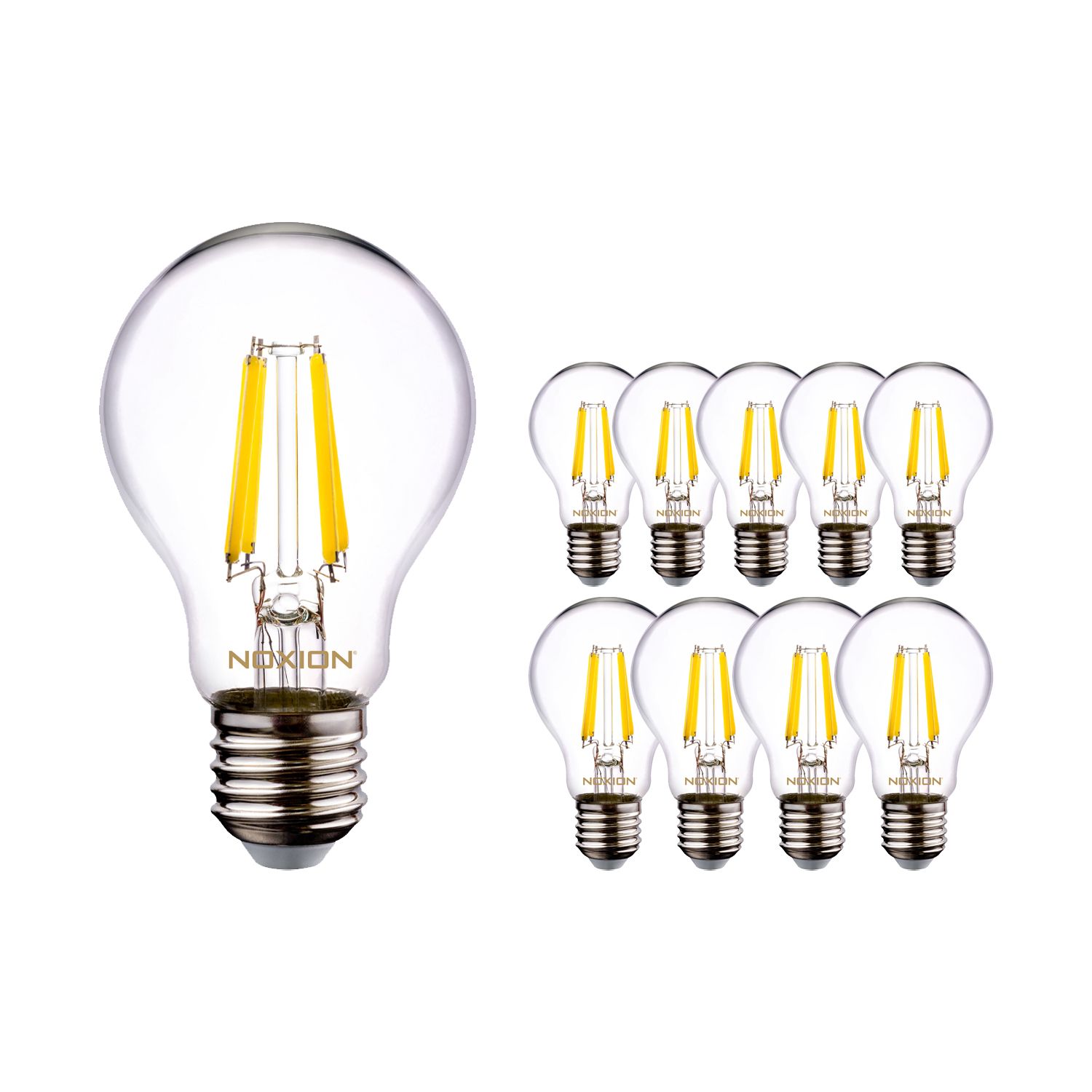 Lot de 10 Ampoules LED à filament Noxion Lucent A60 E27 8.5-75W 1055lm 827 | Dimmable - Blanc Très Chaud - Equivalent 75W Lot de 10 Ampoules LED à filament Noxion Lucent A60 E27 8.5-75W 1055lm 827 | Dimmable - Blanc Très Chaud - Equivalent 75W