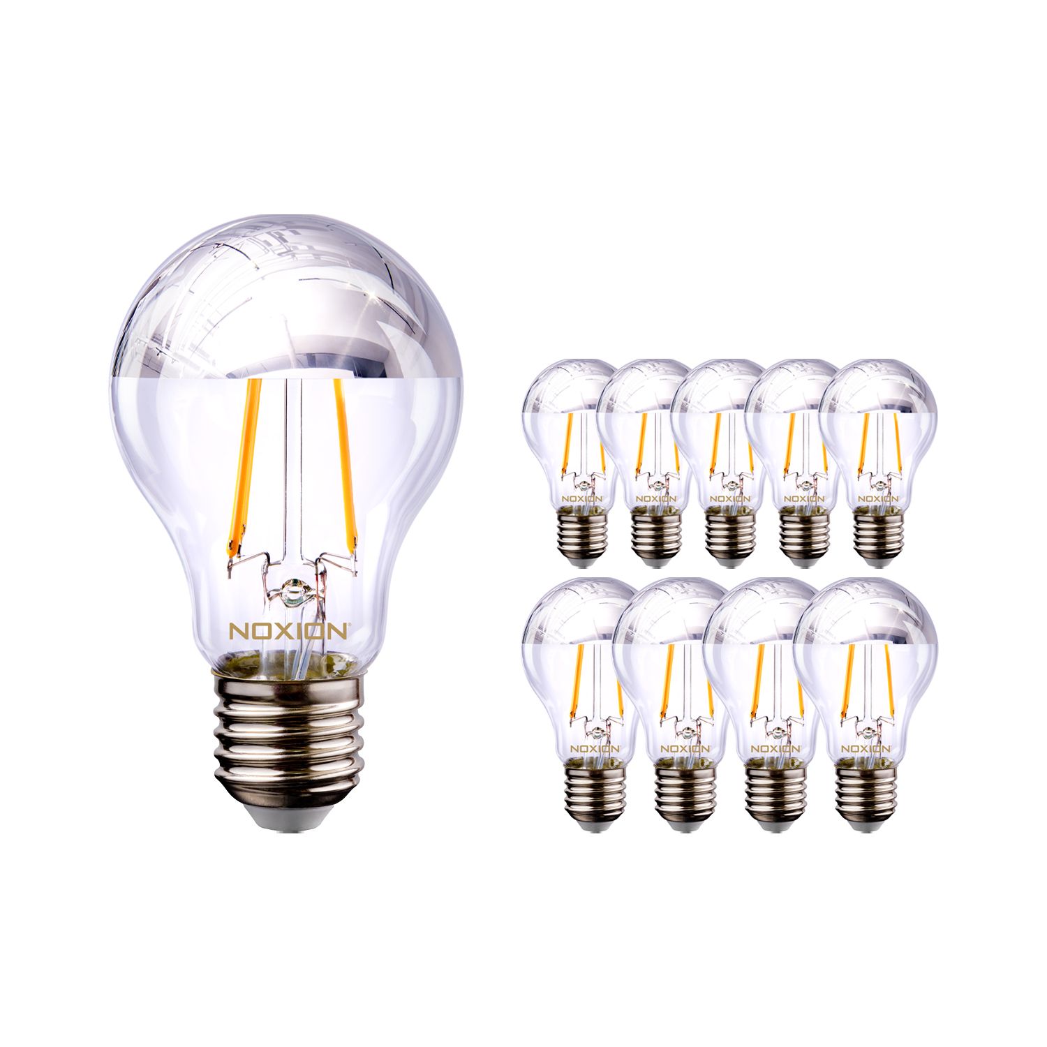 Mehrfachpackung 10x Noxion Lucent Fadenlampe LED Bulb Silber Spiegel A60 E27 220-240V 7W 680LM CRI80 2700K ND (60W eqv.) Mehrfachpackung 10x Noxion Lucent Fadenlampe LED Bulb Silber Spiegel A60 E27 220-240V 7W 680LM CRI80 2700K ND (60W eqv.)