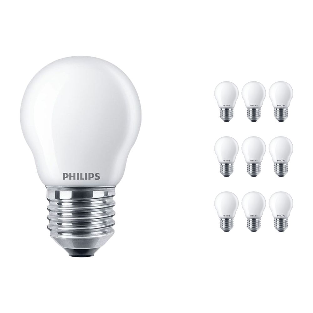 Voordeelpak 10x Philips Classic LEDlustre E27 P45 4.3W 827 Mat | Vervangt 40W Voordeelpak 10x Philips Classic LEDlustre E27 P45 4.3W 827 Mat | Vervangt 40W