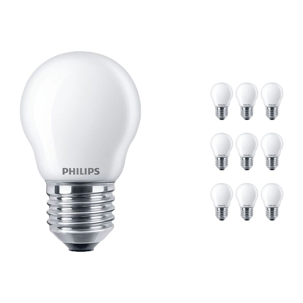 Voordeelpak 10x Philips Classic LEDlustre E27 P45 2.2W 827 Mat | Vervanger voor 25W Voordeelpak 10x Philips Classic LEDlustre E27 P45 2.2W 827 Mat | Vervanger voor 25W