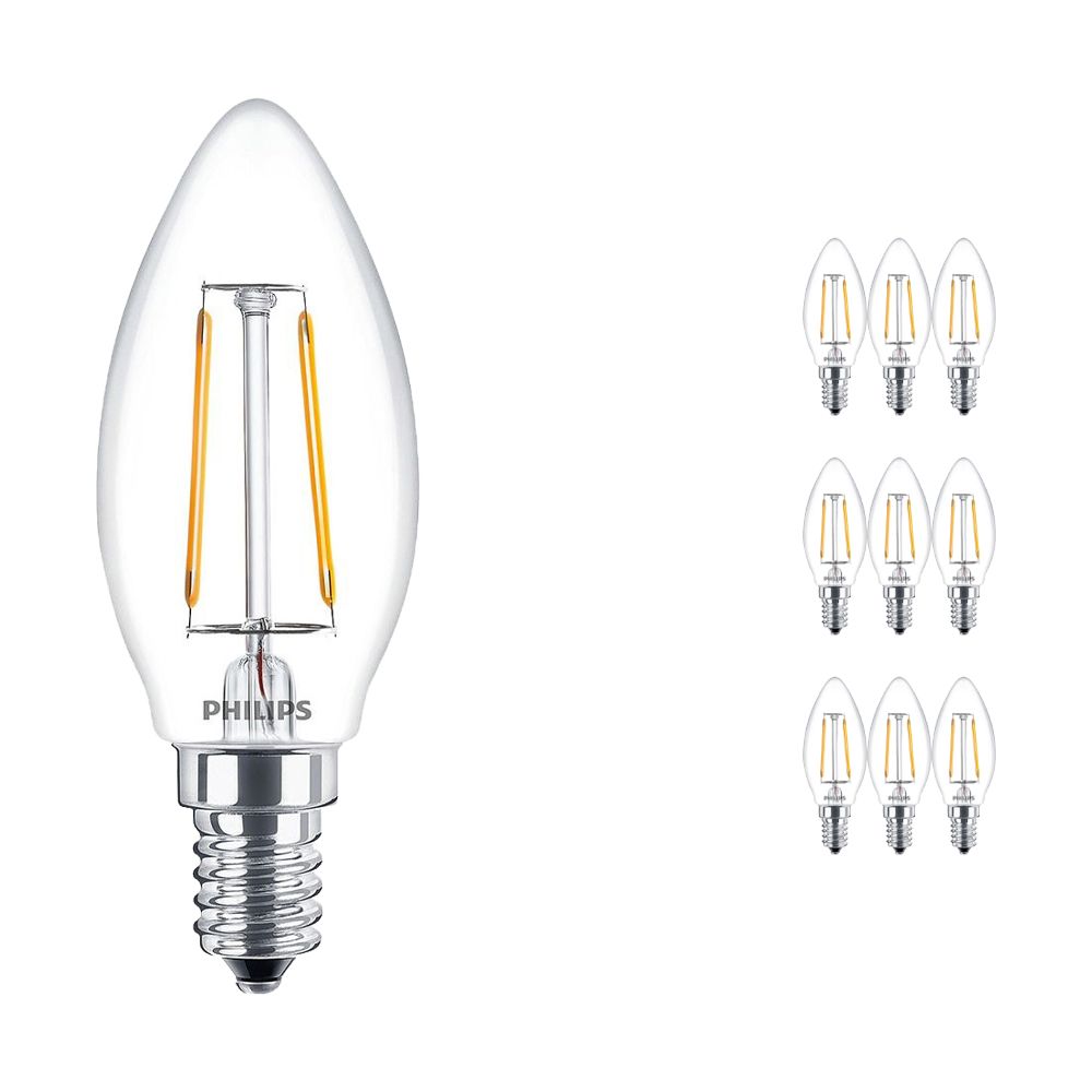Voordeelpak 10x Philips Classic LEDcandle E14 B35 2.5W 827 Helder | Vervangt 25W Voordeelpak 10x Philips Classic LEDcandle E14 B35 2.5W 827 Helder | Vervangt 25W