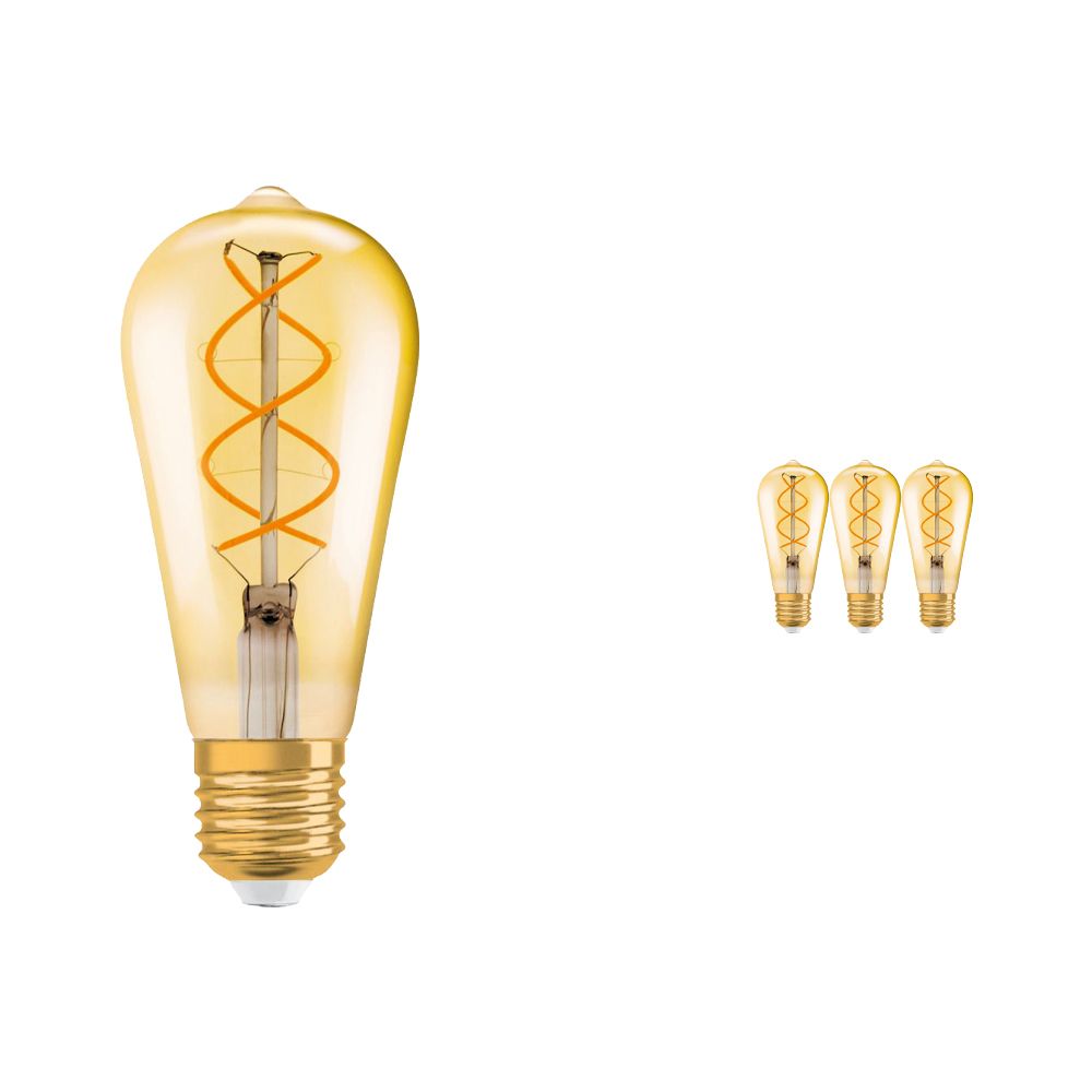 Multipack 4x Osram Vintage 1906 LED E27 Edison 4.5W 820 Filament Gold | Dimmable - Extra Warm White - Replaces 25W Multipack 4x Osram Vintage 1906 LED E27 Edison 4.5W 820 Filament Gold | Dimmable - Extra Warm White - Replaces 25W