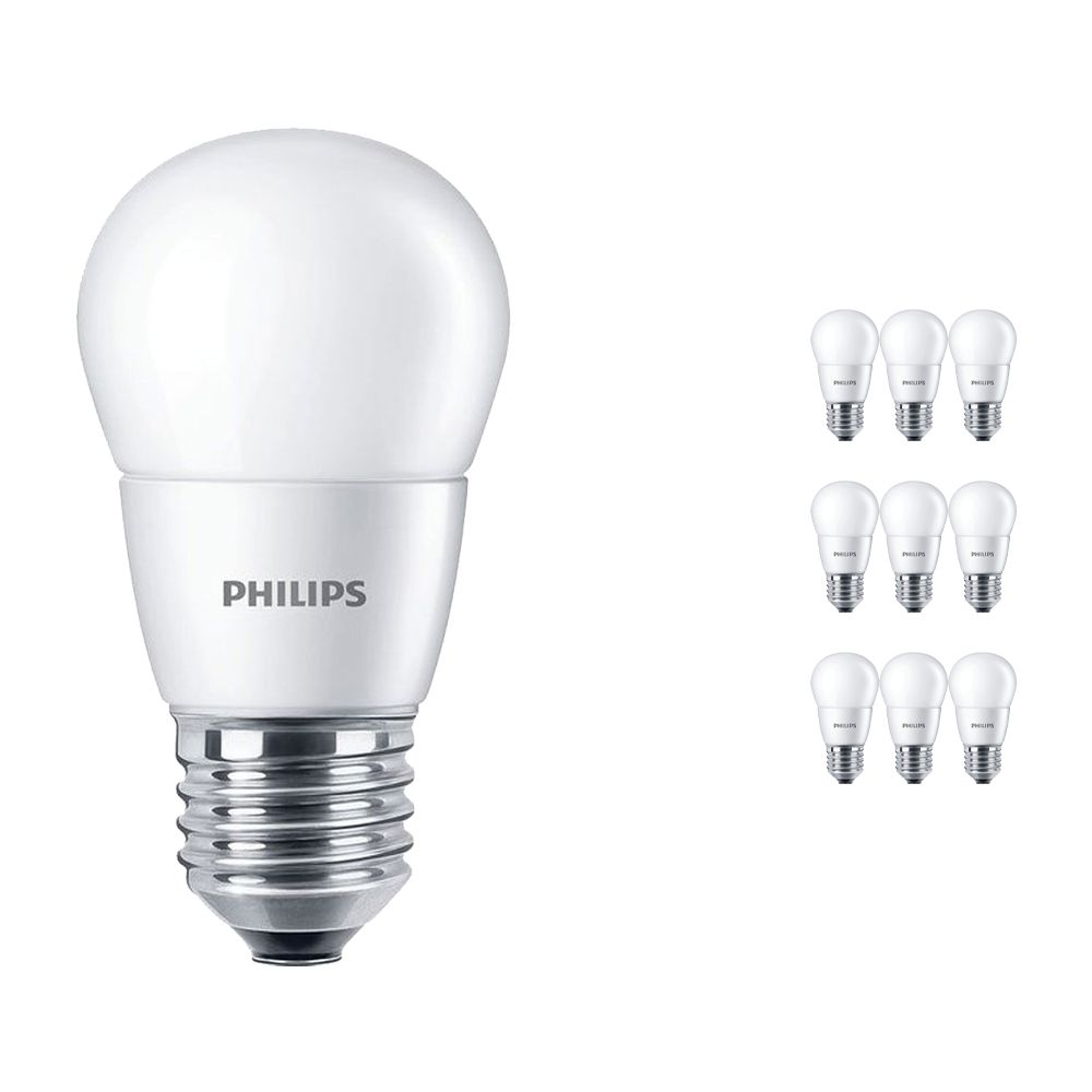 Voordeelpak 10x Philips CorePro LEDlustre E27 P48 7W 827 Mat | Vervanger voor 60W Voordeelpak 10x Philips CorePro LEDlustre E27 P48 7W 827 Mat | Vervanger voor 60W