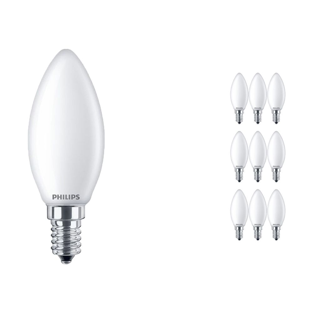 Multipack 10x Philips Classic LEDcandle E14 B35 4.3W 827 Frosted | Replaces 40W Multipack 10x Philips Classic LEDcandle E14 B35 4.3W 827 Frosted | Replaces 40W
