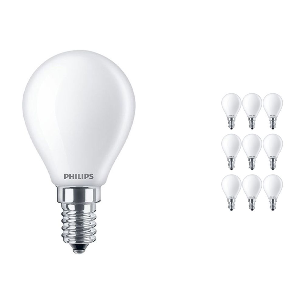 Multipack 10x Philips Classic LEDlustre E14 P45 4.3W 827 Frosted | Replaces 40W Multipack 10x Philips Classic LEDlustre E14 P45 4.3W 827 Frosted | Replaces 40W