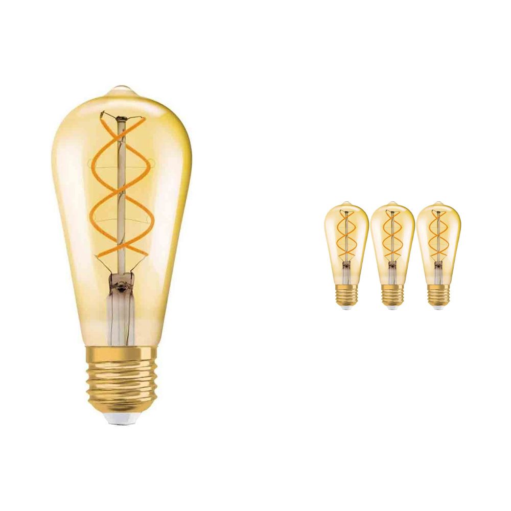 Mehrfachpackung 4x Osram Vintage 1906 LED E27 Edison 5W 820 Gold | Extra Warmweiß - Ersatz für 25W Mehrfachpackung 4x Osram Vintage 1906 LED E27 Edison 5W 820 Gold | Extra Warmweiß - Ersatz für 25W