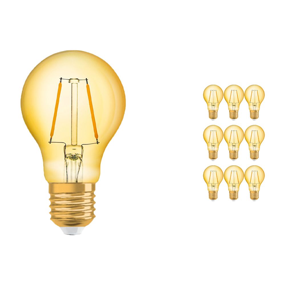 Voordeelpak 10x Osram Vintage 1906 LED Klassiek E27 A 2.5W 824 Filament Goud | Zeer Warm Wit - Vervangt 22W Voordeelpak 10x Osram Vintage 1906 LED Klassiek E27 A 2.5W 824 Filament Goud | Zeer Warm Wit - Vervangt 22W