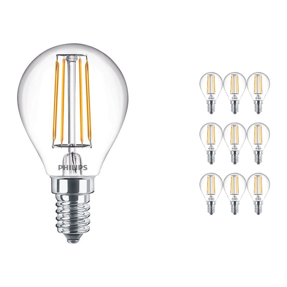 Multipack 10x Philips Clásico LEDLuster E14 P45 4.3W 827 Clara | Luz muy Cálida - Reemplazo 40W Multipack 10x Philips Clásico LEDLuster E14 P45 4.3W 827 Clara | Luz muy Cálida - Reemplazo 40W