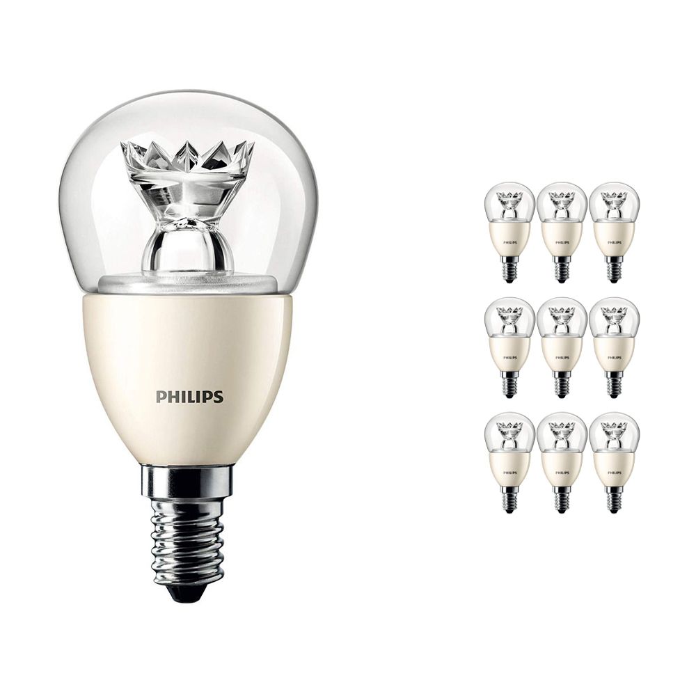 Multipack 10x Philips LEDluster E14 P48 6W 827 Clear (MASTER) | DimTone Dimmable - Replaces 40W Multipack 10x Philips LEDluster E14 P48 6W 827 Clear (MASTER) | DimTone Dimmable - Replaces 40W