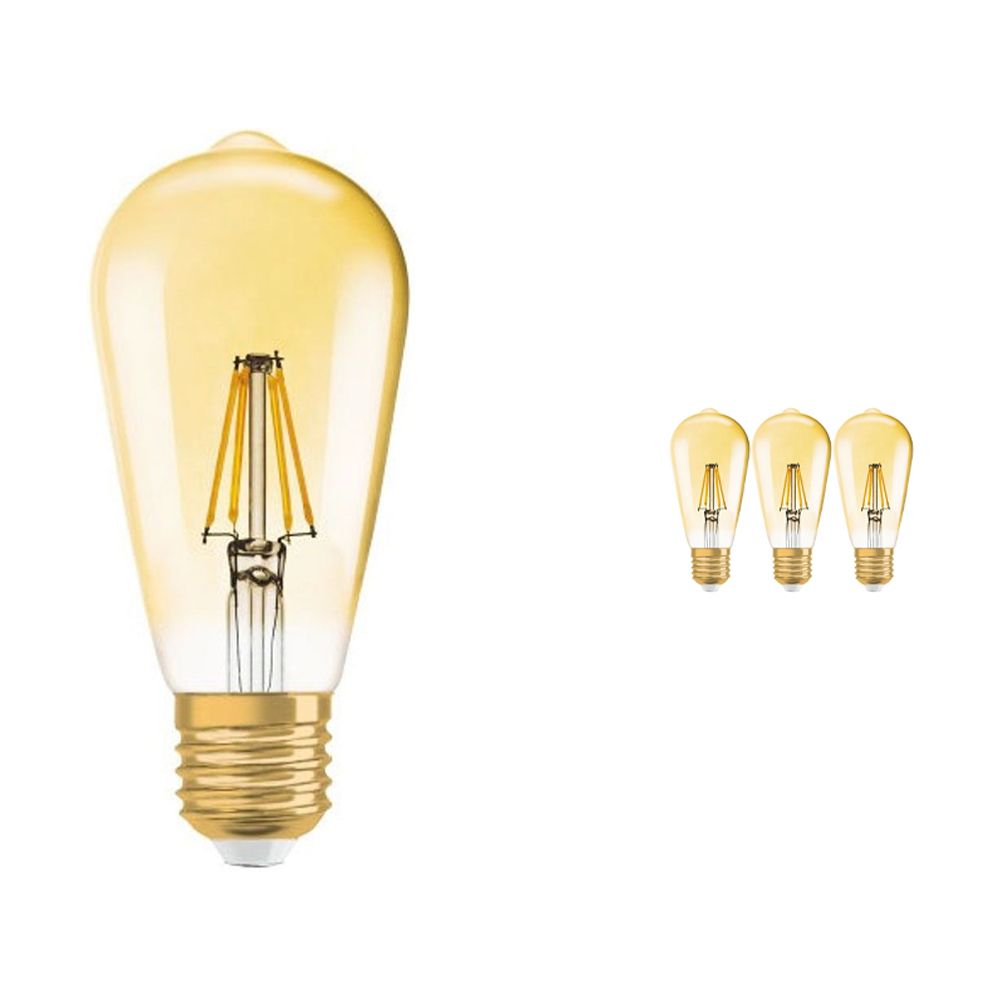 Mehrfachpackung 4x Osram Vintage 1906 LED E27 Edison 7W 825 Gold | Dimmbar - Ersatz für 50W Mehrfachpackung 4x Osram Vintage 1906 LED E27 Edison 7W 825 Gold | Dimmbar - Ersatz für 50W