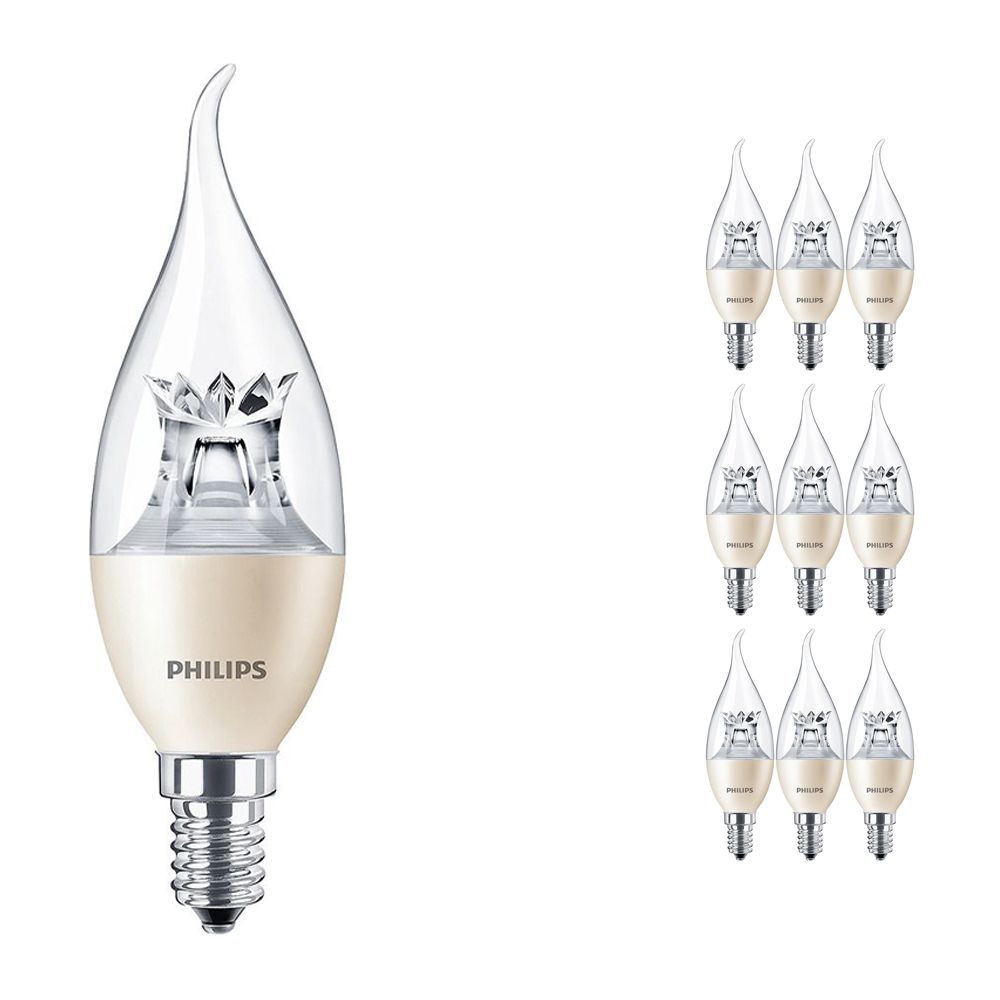 Mehrfachpackung 10x Philips LEDcandle E14 BA38 6W 827 (MASTER) | DimTone Dimmbar - Ersatz für 40W Mehrfachpackung 10x Philips LEDcandle E14 BA38 6W 827 (MASTER) | DimTone Dimmbar - Ersatz für 40W
