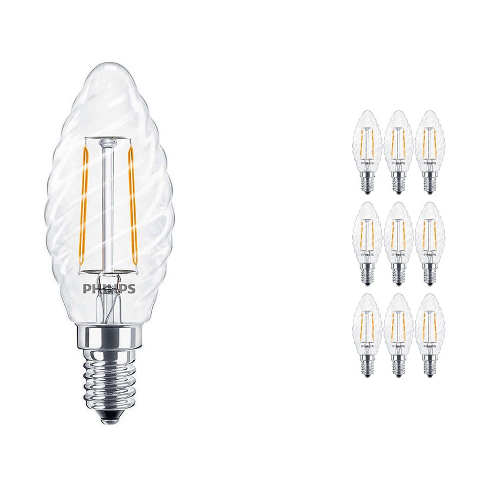 Fordelspakke 10x Philips Classic LEDcandle E14 ST35 2.5W 827 klar | erstatter 25W Fordelspakke 10x Philips Classic LEDcandle E14 ST35 2.5W 827 klar | erstatter 25W