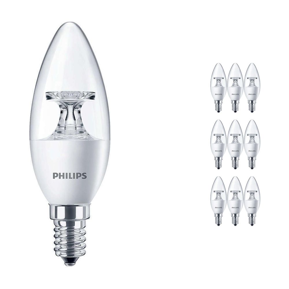 Multipack 10x Philips CorePro LEDcandle E14 B35 5.5W 827 Clear | Replaces 40W Multipack 10x Philips CorePro LEDcandle E14 B35 5.5W 827 Clear | Replaces 40W