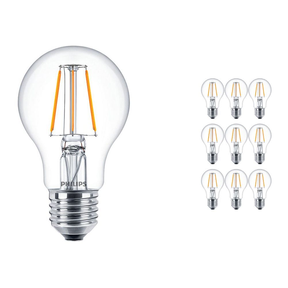 Voordeelpak 10x Philips Klassiek LEDbulb E27 A60 4.3W 827 Helder | Vervanger voor 40W Voordeelpak 10x Philips Klassiek LEDbulb E27 A60 4.3W 827 Helder | Vervanger voor 40W