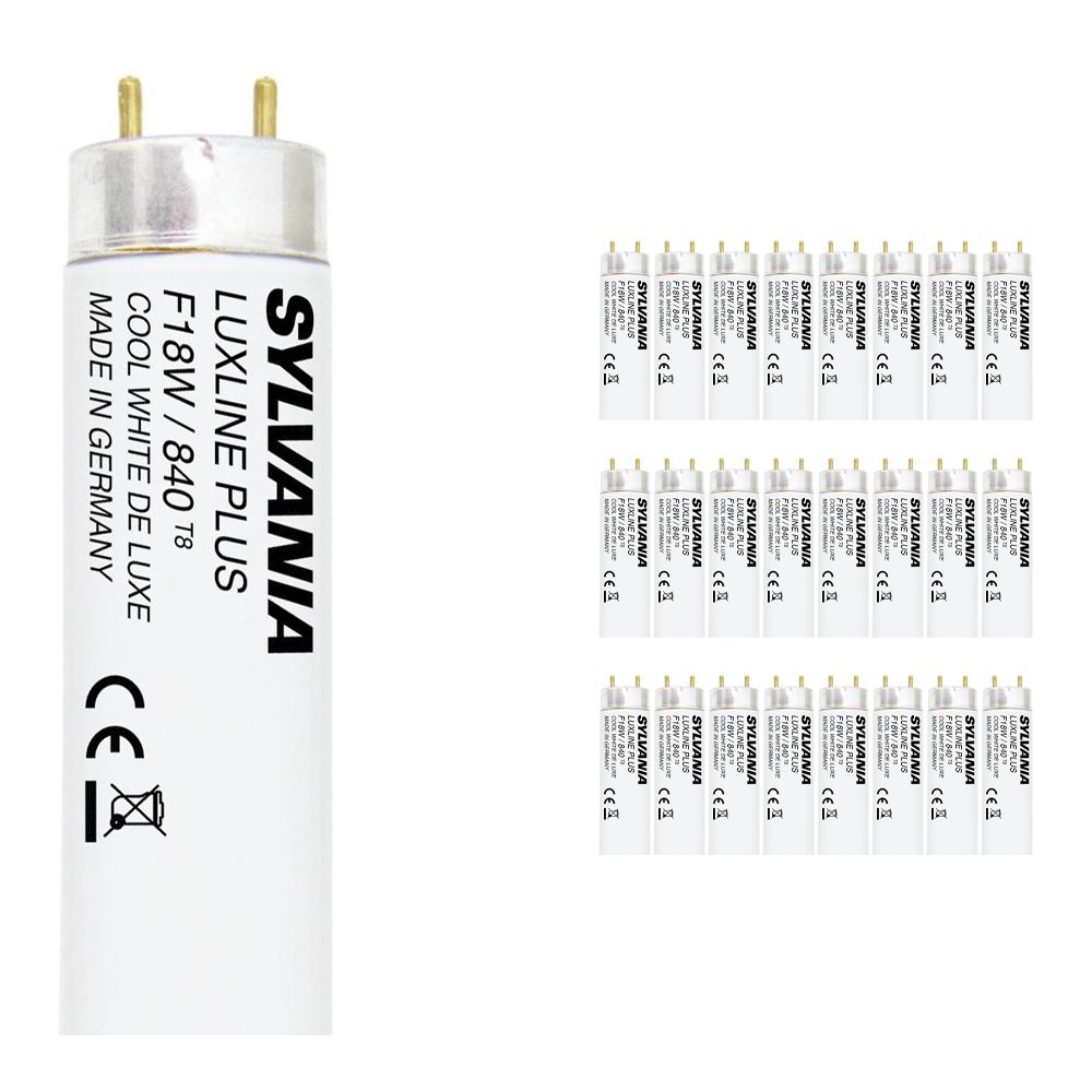 Multipack 25x Sylvania T8 Luxline Plus F18W 840 | 60cm - Cool White Multipack 25x Sylvania T8 Luxline Plus F18W 840 | 60cm - Cool White
