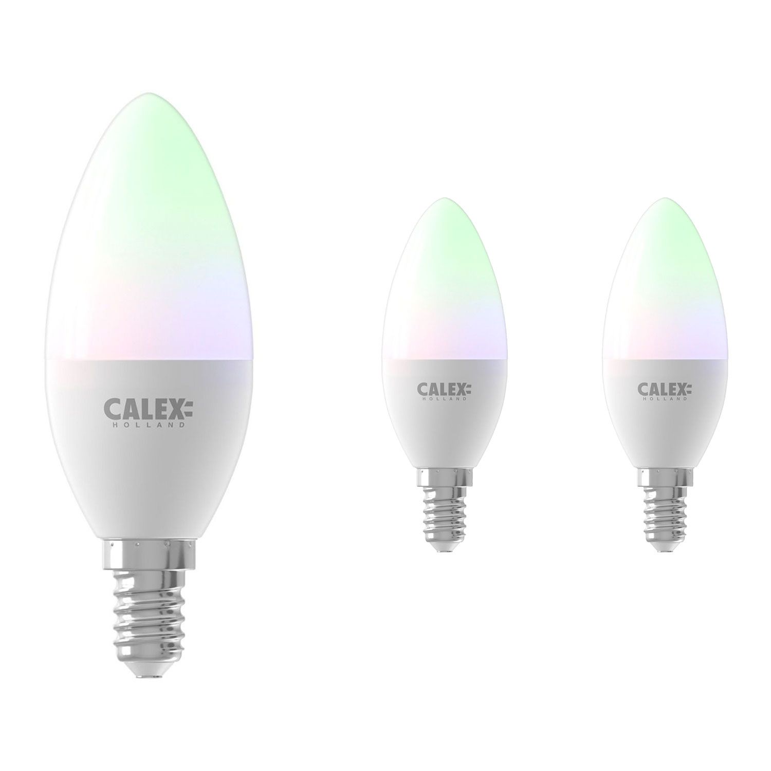 Fordelspakke 3x Calex Smart Kerte LED Pære E14 5W 470lm 2200-4000K RGB + CCT | Tuya Wi-Fi Fordelspakke 3x Calex Smart Kerte LED Pære E14 5W 470lm 2200-4000K RGB + CCT | Tuya Wi-Fi