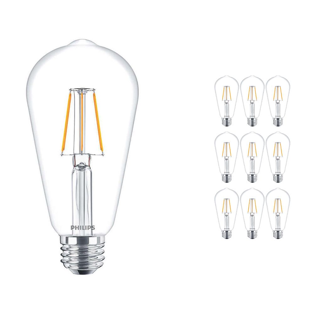 Multipack 10x Philips Classic LEDbulb E27 Edison 4W 827 Clear | Replaces 40W Multipack 10x Philips Classic LEDbulb E27 Edison 4W 827 Clear | Replaces 40W