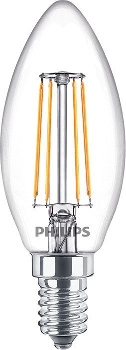 Philips Classic LEDcandle E14 B35 4.3W 827 Clear | Replaces 40W Philips Classic LEDcandle E14 B35 4.3W 827 Clear | Replaces 40W