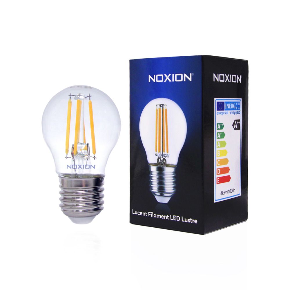 Noxion Lucent Filament LED Lustre 4.5W 827 P45 E27 Clear | Dimmable - Extra Warm White - Replaces 40W Noxion Lucent Filament LED Lustre 4.5W 827 P45 E27 Clear | Dimmable - Extra Warm White - Replaces 40W