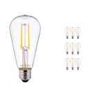 Mehrfachpackung 10x Noxion Lucent Classic LED Fadenlampe ST64 E27 6.5W 827 Klar | Extra Warmweiß - Ersatz für 60W