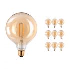 Opakowanie 10x Noxion PRO LED Globe Classic Włókno G125 E27 8W 822 Amber | Bardzo Ciepła Biel - Ściemnianie - Zamienne 60W