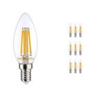 Opakowanie 10x Noxion Lucent Włókno LED świeca 4.5W 827 B35 E14 Przezroczysty | Ściemnianie - Bardzo Ciepła Biel - Zamienne 40W