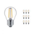 Mehrfachpackung 10x Philips Classic LEDLuster E27 P45 4.3W 827 Klar | Extra Warmweiß - Ersatz für 40W