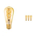 Multipack 4x Osram Vintage 1906 LED E27 Edison 4.5W 820 Filament Gold | Dimmable - Extra Warm White - Replaces 25W