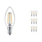 Mehrfachpackung 10x Philips Classic LEDcandle E14 B35 4.3W 827 Klar | Ersatz für 40W
