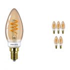 Mehrfachpackung 6x Philips klassisch LEDcandle B35 E14 3.5W 820 Gold | Dimmbar - Extra Warmweiß - Ersatz für 15W