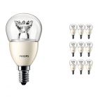 Lot 10x Philips LEDluster E14 P50 8W 827 Claire (MASTER) | DimTone Dimmable - Équivalent 60W