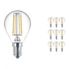 Multipack 10x Philips Clásico LEDLuster E14 P45 4.3W 827 Clara | Luz muy Cálida - Reemplazo 40W