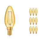 Flerpack 10x Osram Vintage 1906 LED Klassisk E14 B 1.5W 824 Filament Guld | Extra Varm Vit - Ersättare 12W