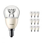 Multipack 10x Philips LEDluster E14 P48 6W 827 Clear (MASTER) | DimTone Dimmable - Replaces 40W